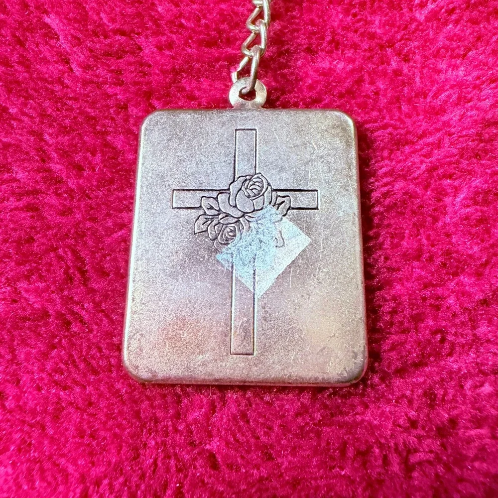 Vintage Saint Therese of Lisieux Religious Keychain May God Bless Catholic Cross